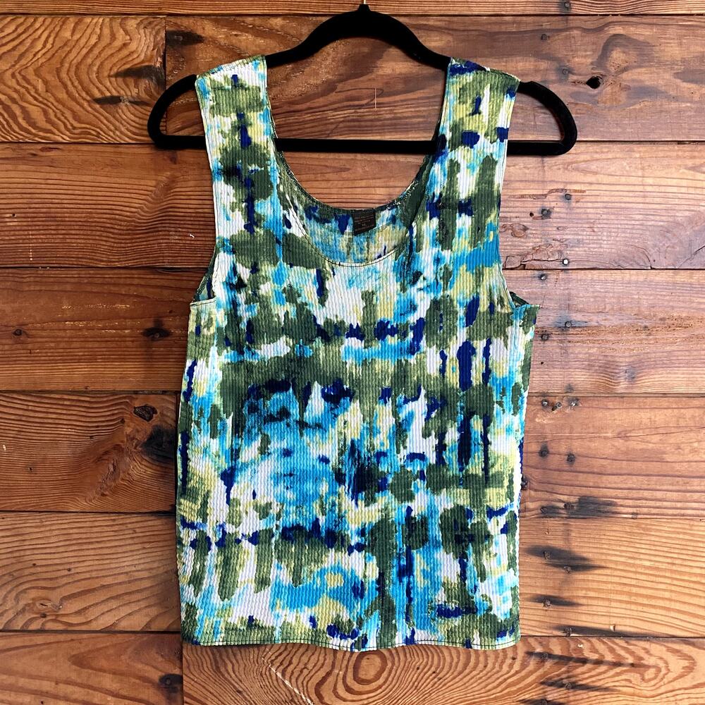 Blue/green textured tank top